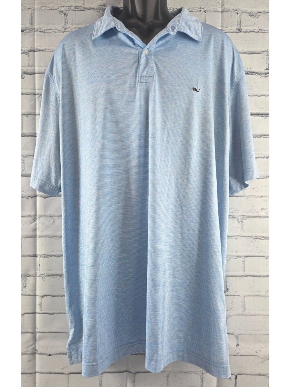 Vineyard Vines Mens Light Blue Striped Performance Polo XXL